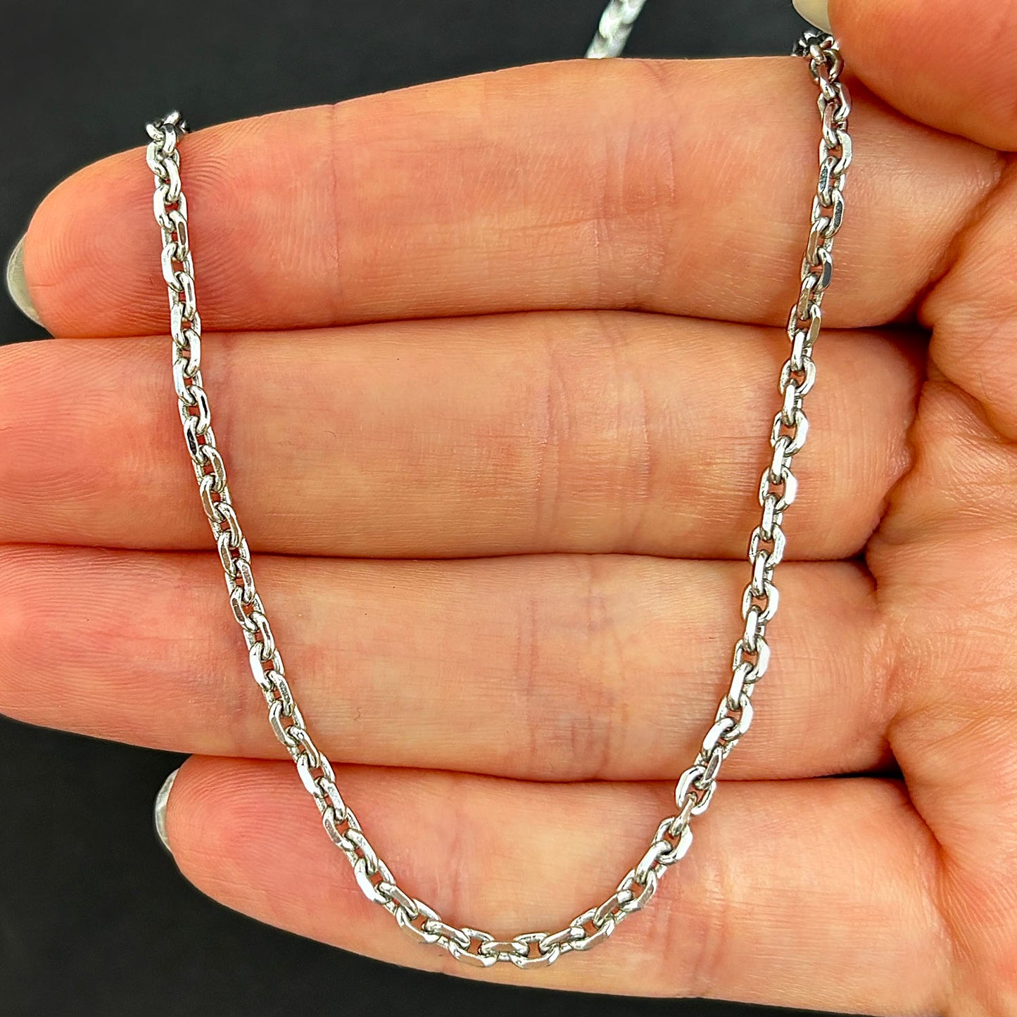 14K White Gold Solid 2.8mm Cable Chain 20"-26"