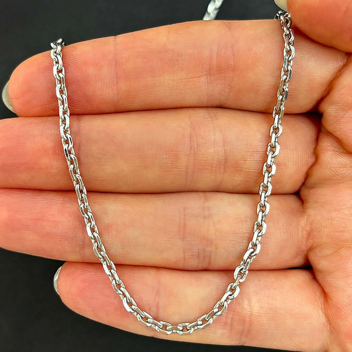 14K White Gold 2.8mm Cable Chain (Solid Links) 20" - 26" - WJD Exclusives