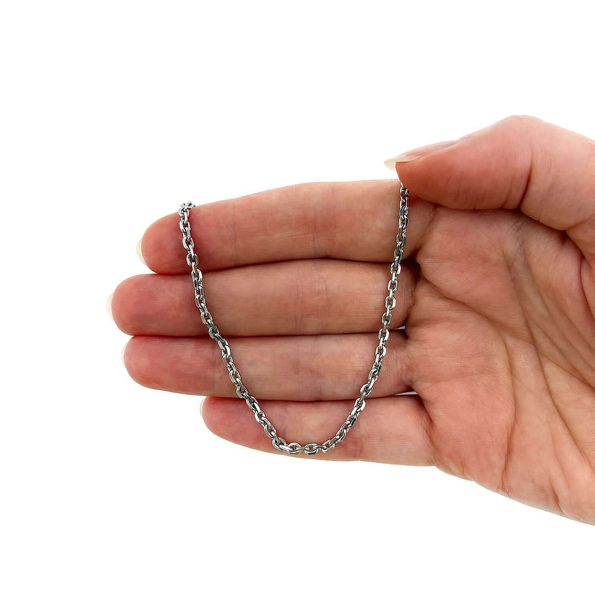 14K White Gold 2.8mm Cable Chain (Solid Links) 20" - 26" - WJD Exclusives