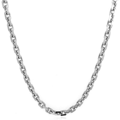 14K White Gold 3.3mm Cable Chain (Solid Links) 20" - 26" - WJD Exclusives