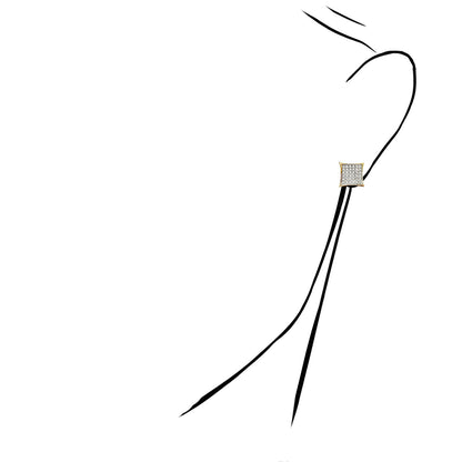 0.30CTW Natural Diamond 10K Yellow Gold Kite Square Stud Earrings 12mm