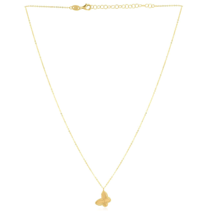 14K Yellow Gold Butterfly Cable Necklace (Solid Links) 16" - 18" Adjustable - WJD Exclusives