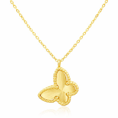 14K Yellow Gold Butterfly Cable Necklace (Solid Links) 16"-18" Adjustable