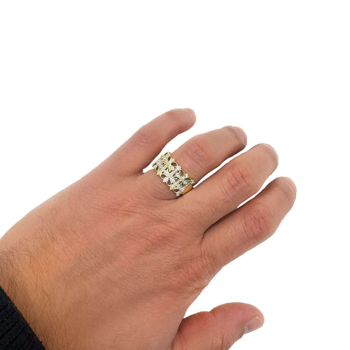 0.35CTW Natural Diamond 10K Yellow Gold 12mm Cross Ring - WJD Exclusives