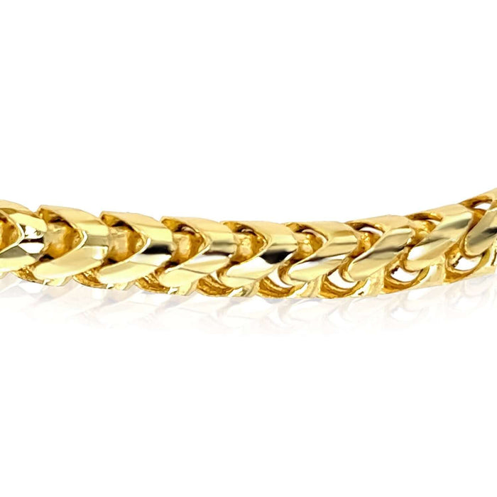 14K Yellow Gold 6mm Round Franco Bracelet (Solid Links) 8" - 9" - WJD Exclusives