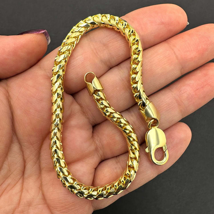 14K Yellow Gold 6mm Round Franco Bracelet (Solid Links) 8" - 9" - WJD Exclusives