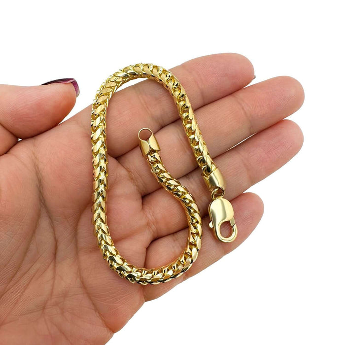 14K Yellow Gold 6mm Round Franco Bracelet (Solid Links) 8" - 9" - WJD Exclusives