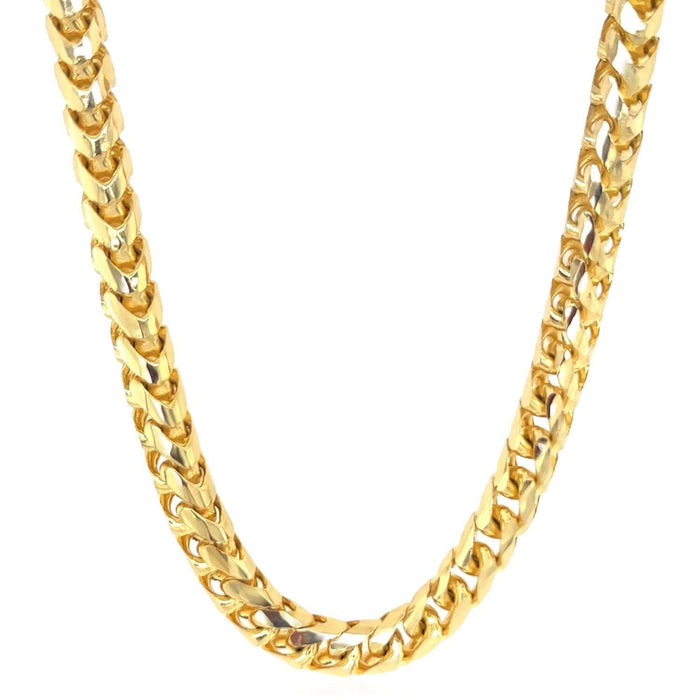 14K Yellow Gold 4mm Round Franco Chain (Solid Links) 18" - 28" - WJD Exclusives