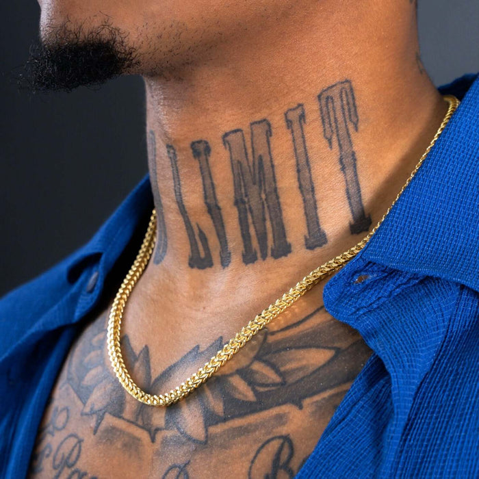 14K Yellow Gold 4mm Round Franco Chain (Solid Links) 18" - 28" - WJD Exclusives