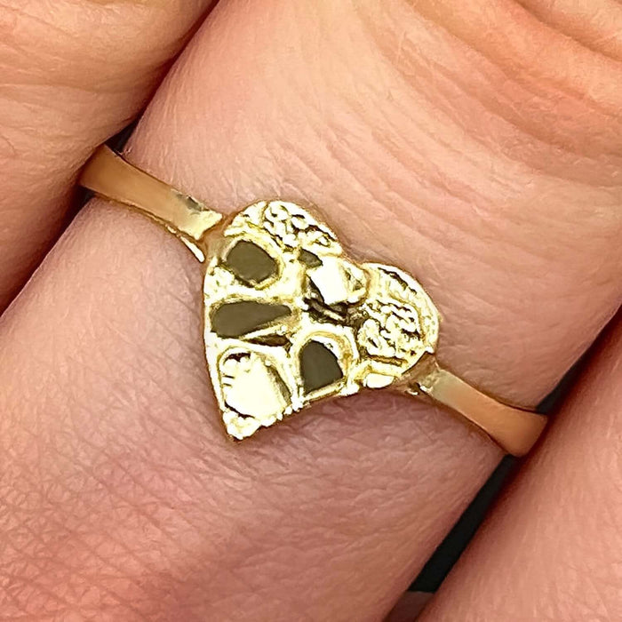 10K Yellow Gold 8mm Small Heart Nugget Ring - WJD Exclusives