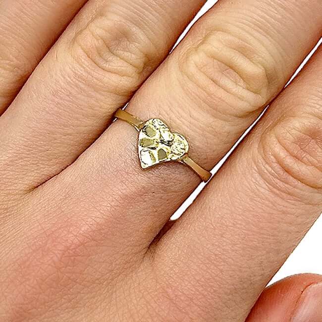 10K Yellow Gold 8mm Small Heart Nugget Ring - WJD Exclusives