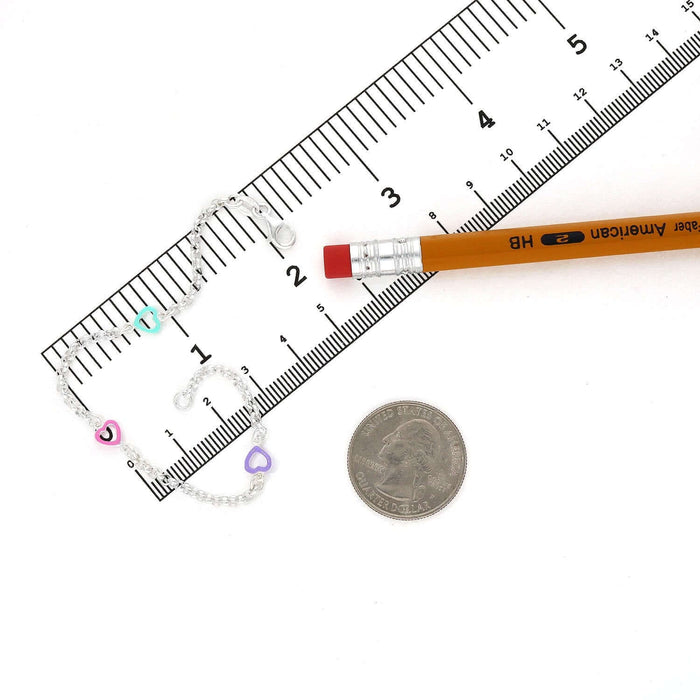 Kids 2.5mm Sterling Silver Heart Rolo Bracelet (Solid Links) 7" - WJD Exclusives