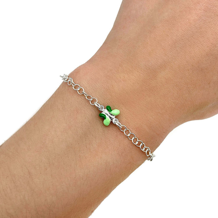Kids Sterling Silver 3mm Cable Chain Butterfly Charm Bracelet (Solid Links) 6.5" - WJD Exclusives
