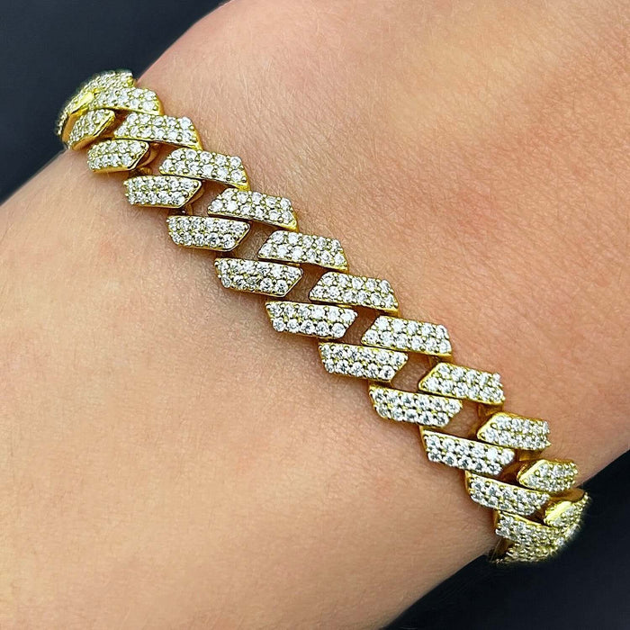 5CTW Natural Moissanite 9mm Sterling Silver Miami Cuban Bracelet (Solid Links) 8" - WJD Exclusives