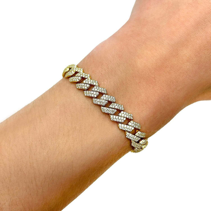 5CTW Natural Moissanite 9mm Sterling Silver Miami Cuban Bracelet (Solid Links) 8" - WJD Exclusives