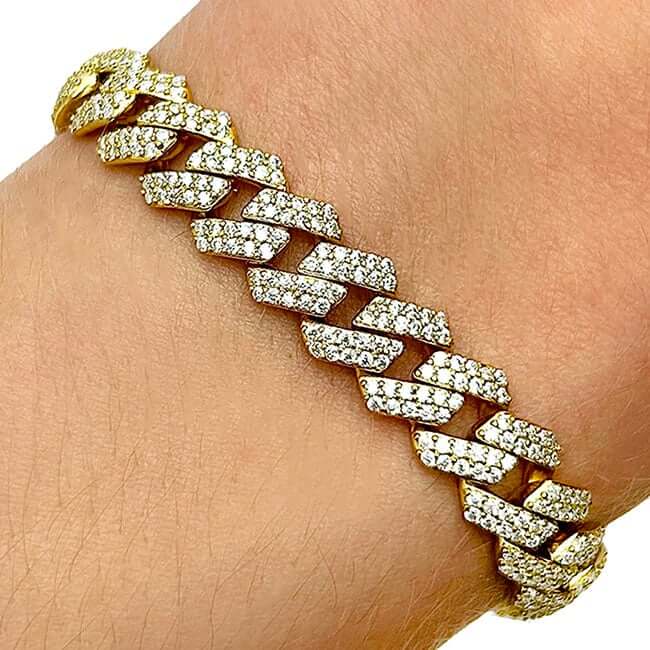 5CTW Natural Moissanite 9mm Sterling Silver Miami Cuban Bracelet (Solid Links) 8" - WJD Exclusives