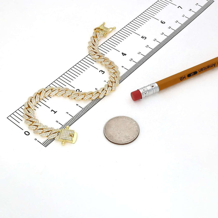 5CTW Natural Moissanite 9mm Sterling Silver Miami Cuban Bracelet (Solid Links) 8" - WJD Exclusives