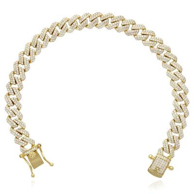 5CTW Natural Moissanite 9mm Sterling Silver Miami Cuban Bracelet (Solid Links) 8" - WJD Exclusives