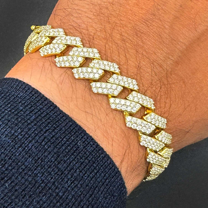9.93CTW Natural Moissanite 12mm Sterling Silver Miami Cuban Bracelet (Solid Links) 8" - WJD Exclusives