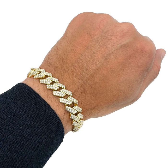 9.93CTW Natural Moissanite 12mm Sterling Silver Miami Cuban Bracelet (Solid Links) 8" - WJD Exclusives