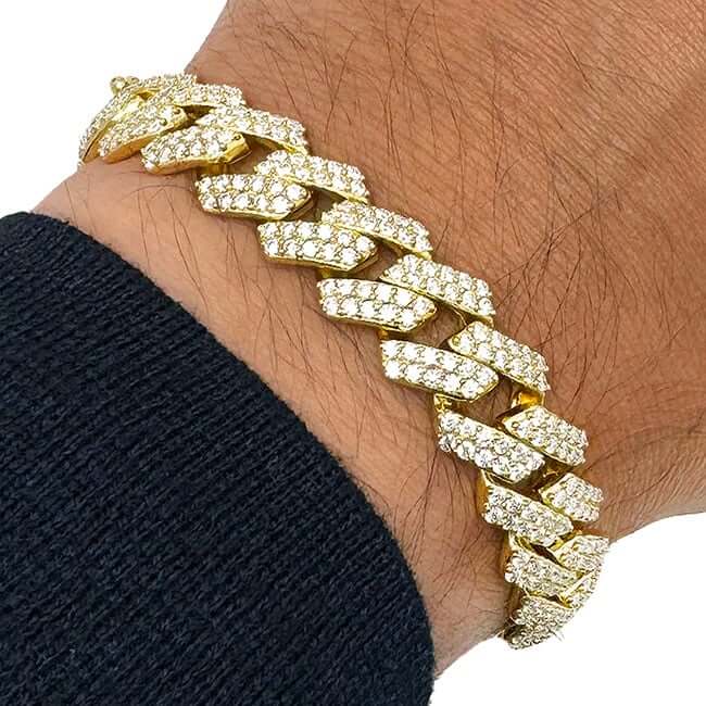 9.93CTW Natural Moissanite 12mm Sterling Silver Miami Cuban Bracelet (Solid Links) 8" - WJD Exclusives