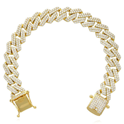 9.93CTW Natural Moissanite 12mm Sterling Silver Miami Cuban Bracelet (Solid Links) 8" - WJD Exclusives