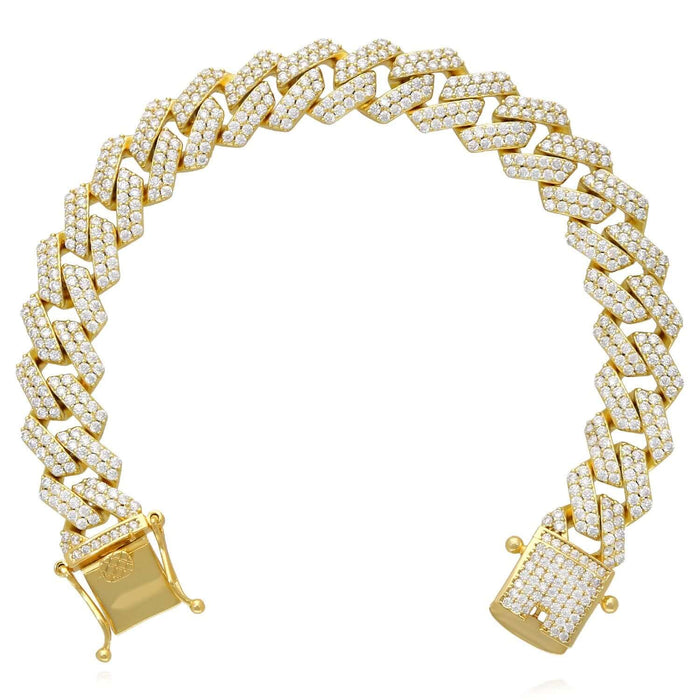 9.93CTW Natural Moissanite 12mm Sterling Silver Miami Cuban Bracelet (Solid Links) 8" - WJD Exclusives