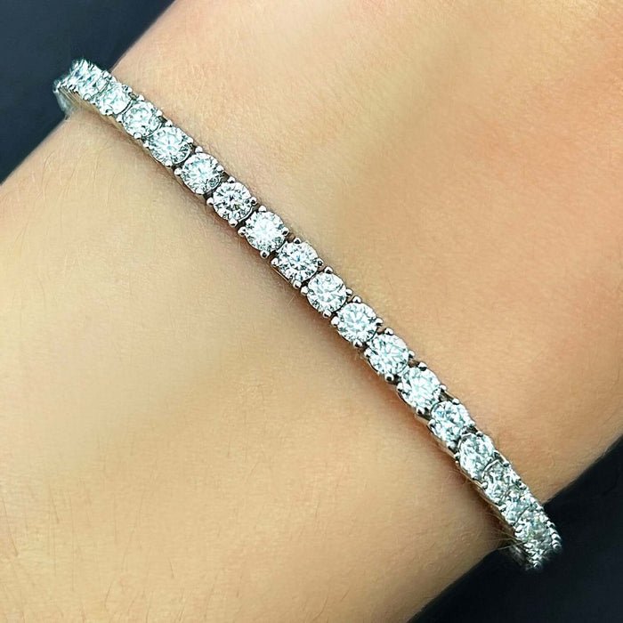5.56CTW Real Moissanite 3mm Sterling Silver Tennis Bracelet 7" - WJD Exclusives