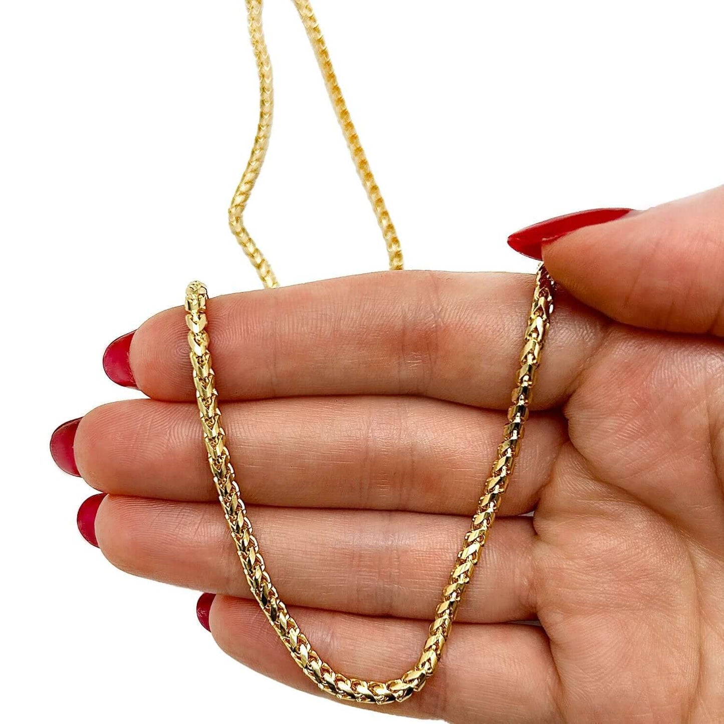 Solid 14K Real Gold 3mm Round Franco Chain Necklace 18", 20", 22", 24", 26", 28"