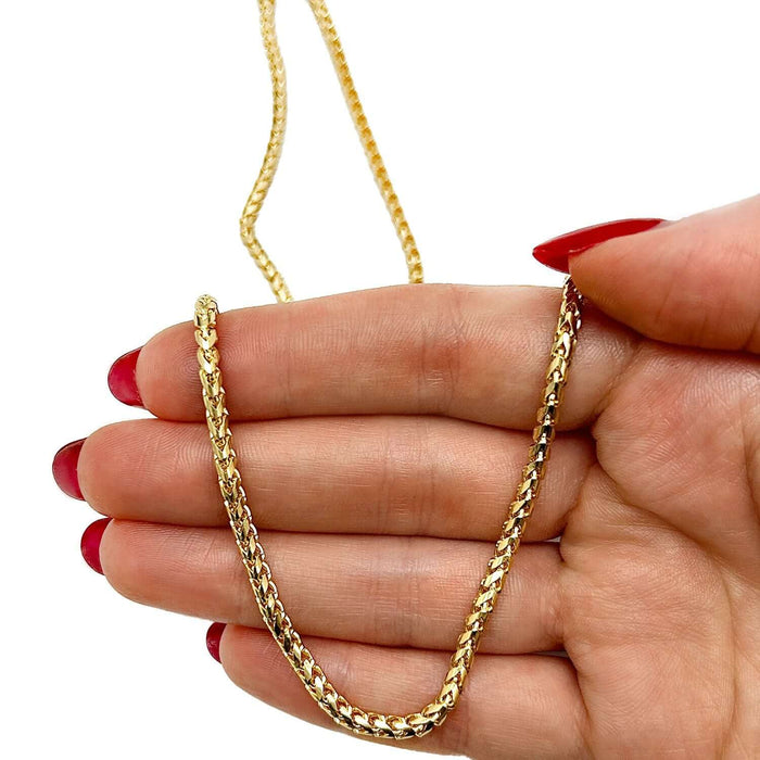 14K Yellow Gold 3mm Round Franco Chain (Solid Links) 18" - 28" - WJD Exclusives