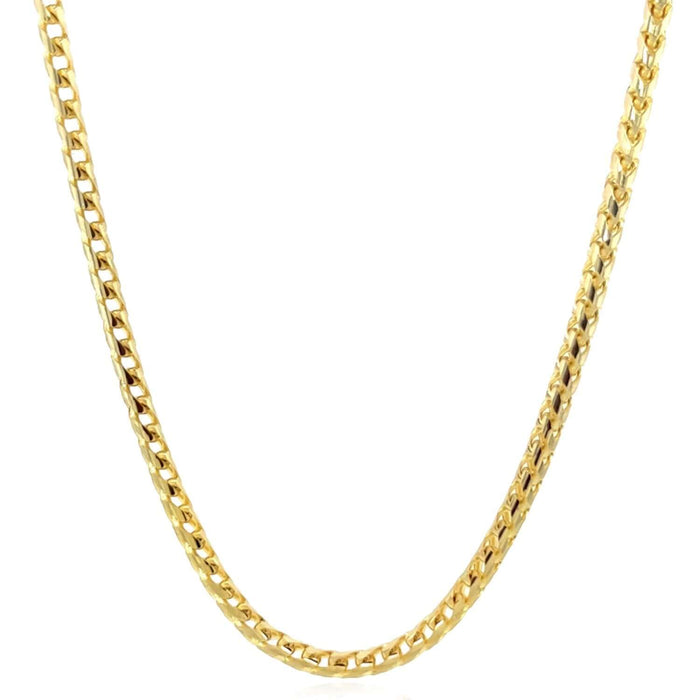 14K Yellow Gold 2.5mm Round Franco Chain (Solid Links) 18" - 28" - WJD Exclusives
