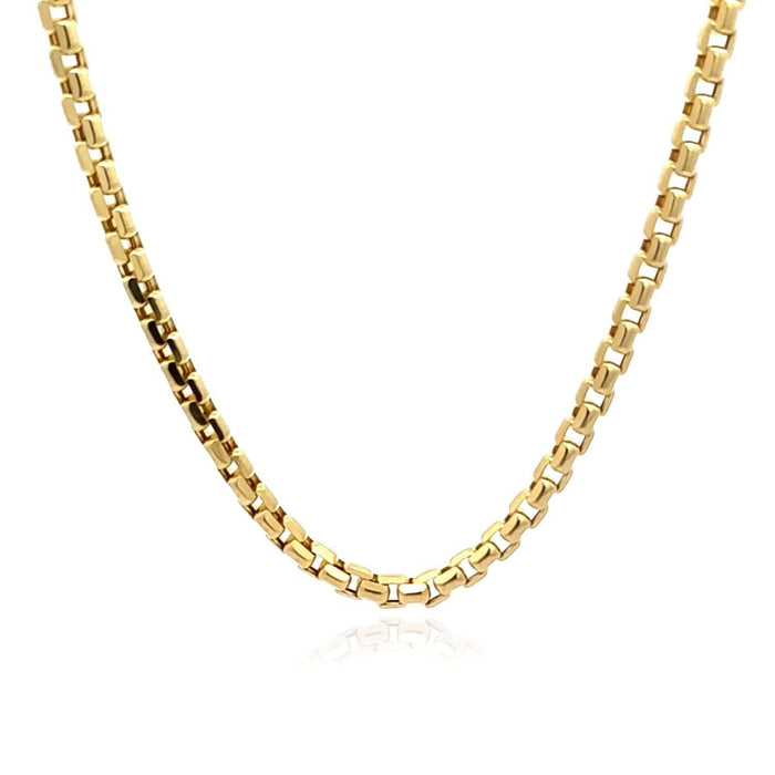 14K Yellow Gold 3.7mm Round Box Chain (Hollow) 18" - 26" - WJD Exclusives