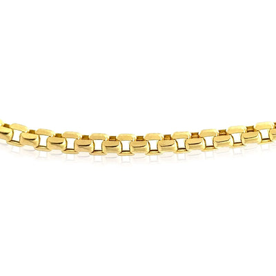 14K Yellow Gold 3.7mm Round Box Bracelet (Hollow) 7", 8" - WJD Exclusives