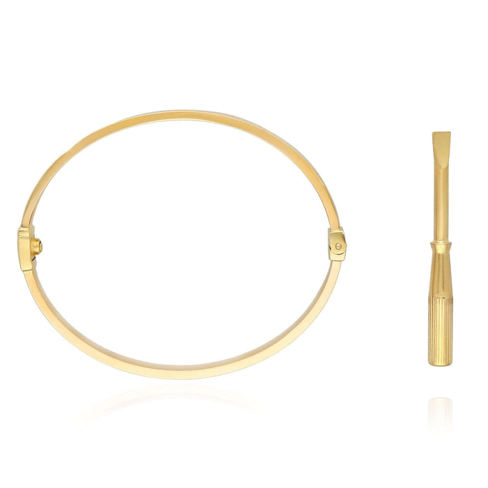 14K Yellow Gold 6mm Screw Pattern Bangle Bracelet w/ Screwdriver (Hollow) 6.25" - 7" - WJD Exclusives