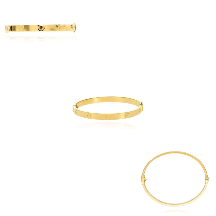14K Yellow Gold 6mm Screw Pattern Bangle Bracelet w/ Screwdriver (Hollow) 6.25" - 7" - WJD Exclusives