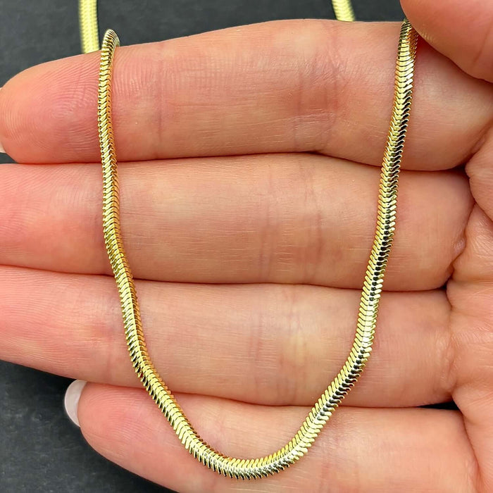 14K Gold 2.6mm Snake Chain (Solid Links) 16" - 20" - WJD Exclusives