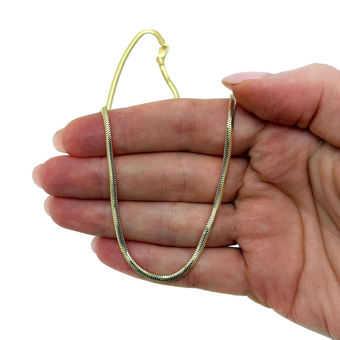 14K Gold 2.6mm Snake Chain (Solid Links) 16" - 20" - WJD Exclusives