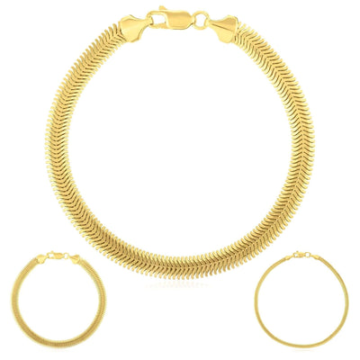 14K Gold 2.6mm, 5.3mm Snake Link Bracelet (Solid Links) 7" - WJD Exclusives