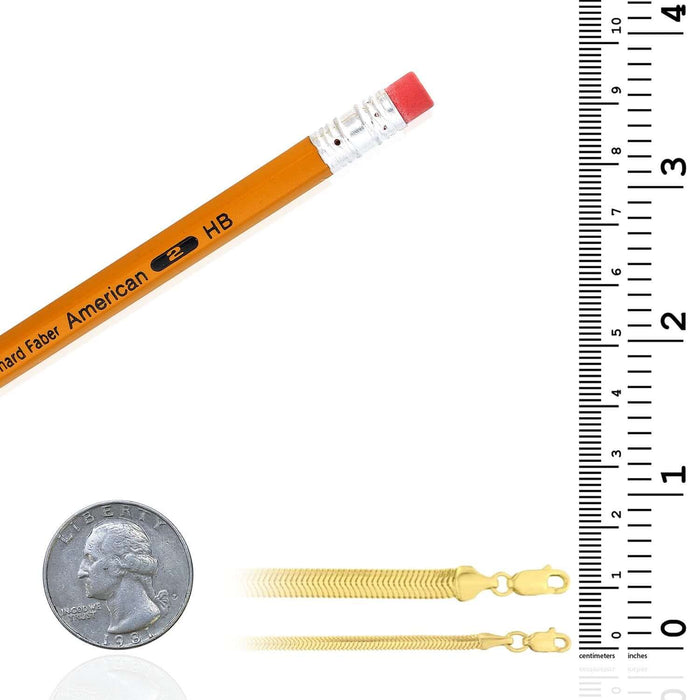 14K Gold 2.6mm, 5.3mm Snake Link Bracelet (Solid Links) 7" - WJD Exclusives