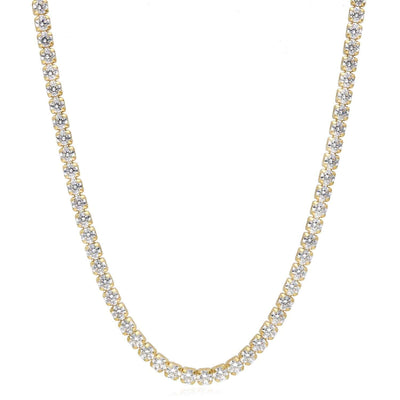 14K Yellow Gold 3.5mm CZ Tennis Necklace 16" - 20" - WJD Exclusives