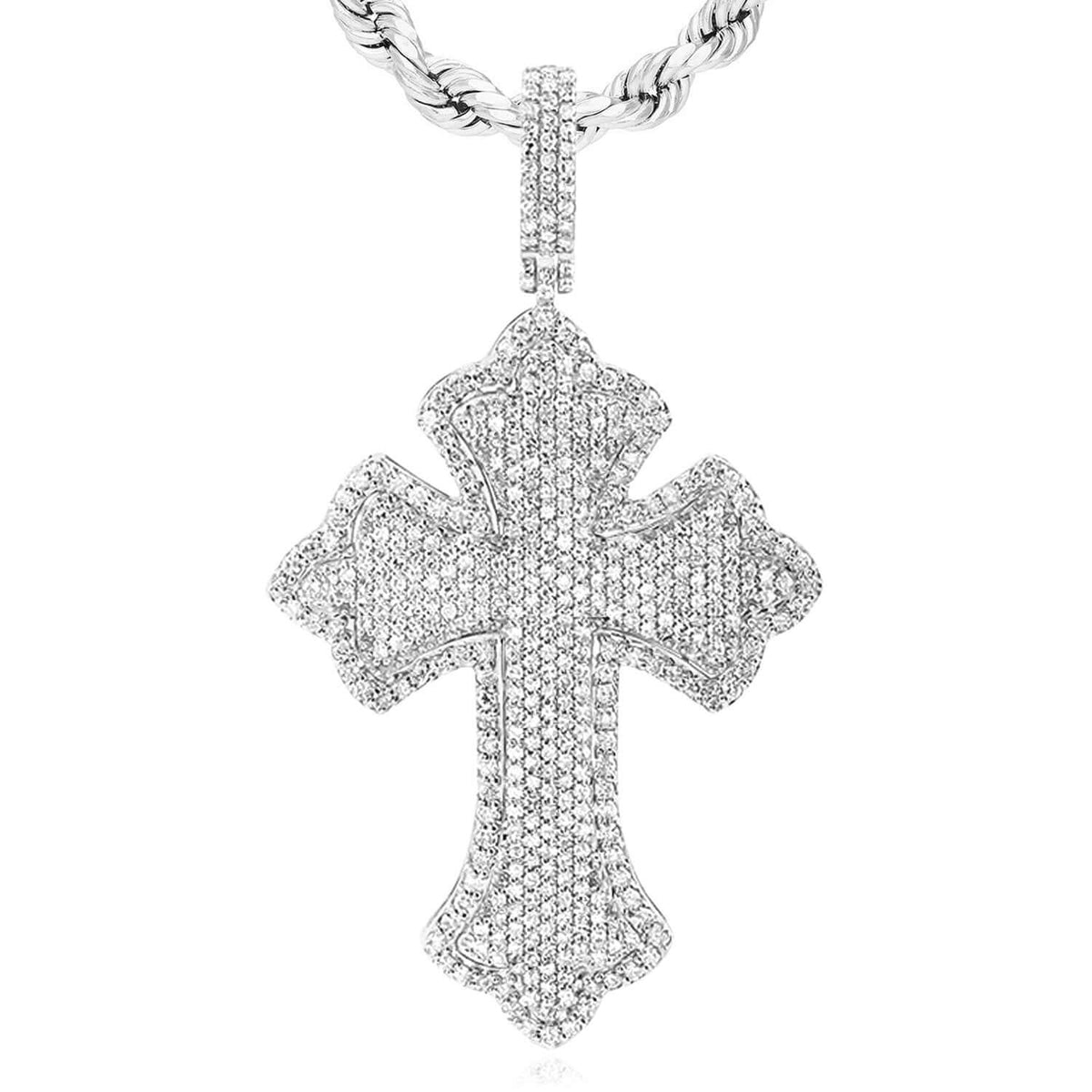 2.00CTW Natural Diamond 10K Gold Yellow, White, Rose Cross Pendant 2.3" - WJD Exclusives