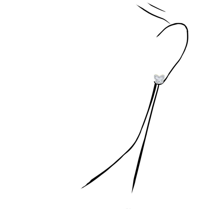 0.37CTW Natural Diamond 10K Gold White Butterfly Stud Earrings 11.5mm - WJD Exclusives