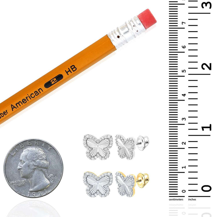 0.37CTW Natural Diamond 10K Gold White Butterfly Stud Earrings 11.5mm - WJD Exclusives
