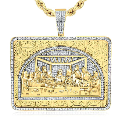 2.00CTW Natural Diamond 10K Gold Last Supper Pendant 1.6" - WJD Exclusives