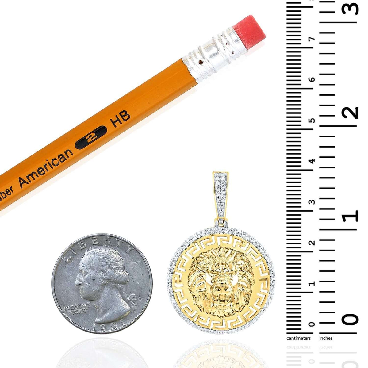 0.62CTW Natural Diamonds 10K Gold Lion Head Medallion Pendant 1.6" - WJD Exclusives