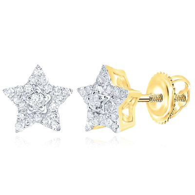 0.20CTW Natural Diamond 10K Gold Yellow, White Star Stud Earrings 8mm - WJD Exclusives
