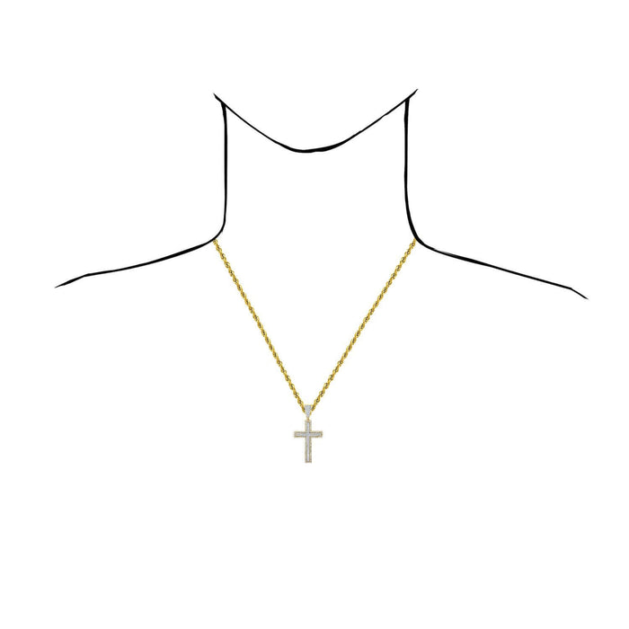 0.73CTW Natural Diamond 10K Gold Two - Tone Cross Pendant 1.67" - WJD Exclusives