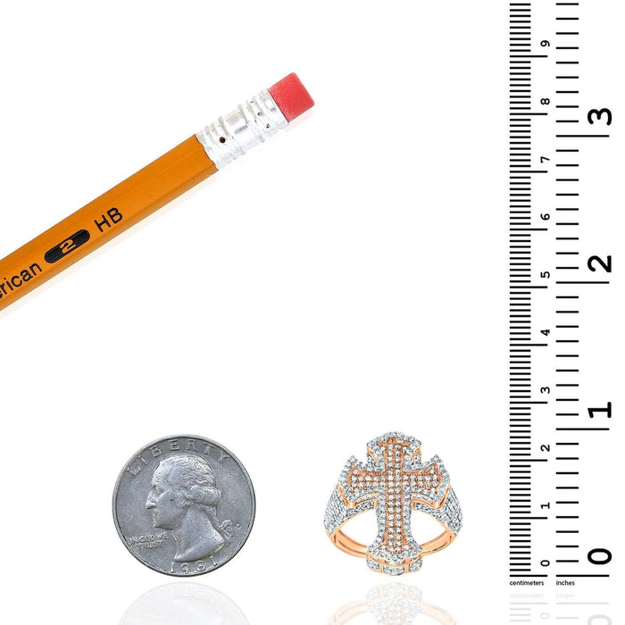 2.60CTW Natural Diamond 10K Rose Gold Cross Signet Ring - WJD Exclusives