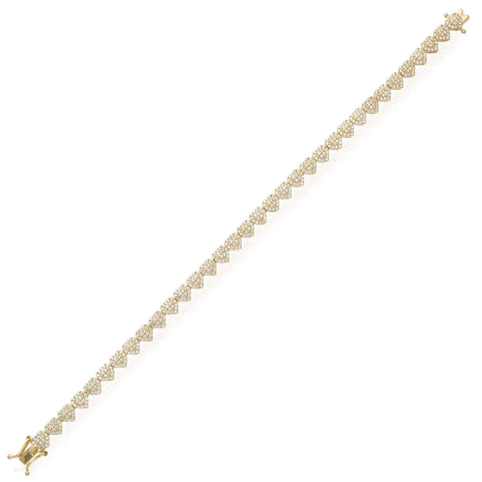 3CTW CZ 14K Yellow Gold 5.5mm Heart Tennis Bracelet 7" - WJD Exclusives