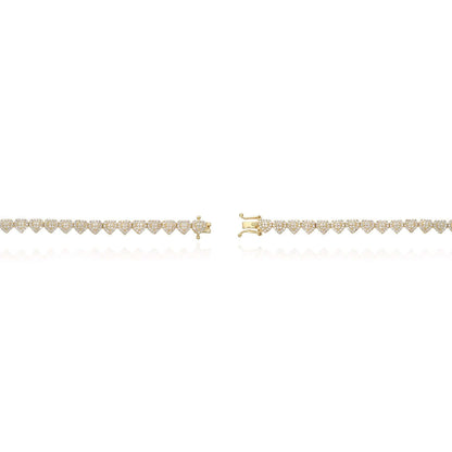 7.00CTW CZ 14K Real Gold 5.5mm Heart Tennis Necklace 18"